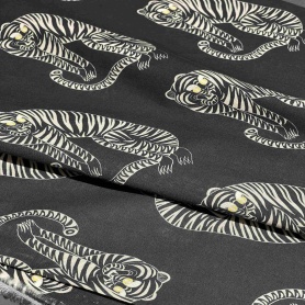 Хлопок черный с принтом тигров (178463-5)