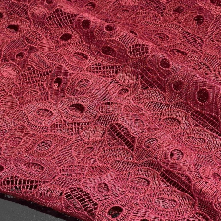 Полиэстер бордовый кружевной (125469)