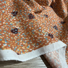 Вискоза оранжевая в горошек (150220)